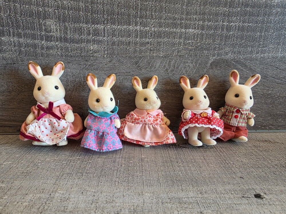 Sylvanian Families Chocolate Rabbit Family Lot Of 5 Bunnies Bunny g46